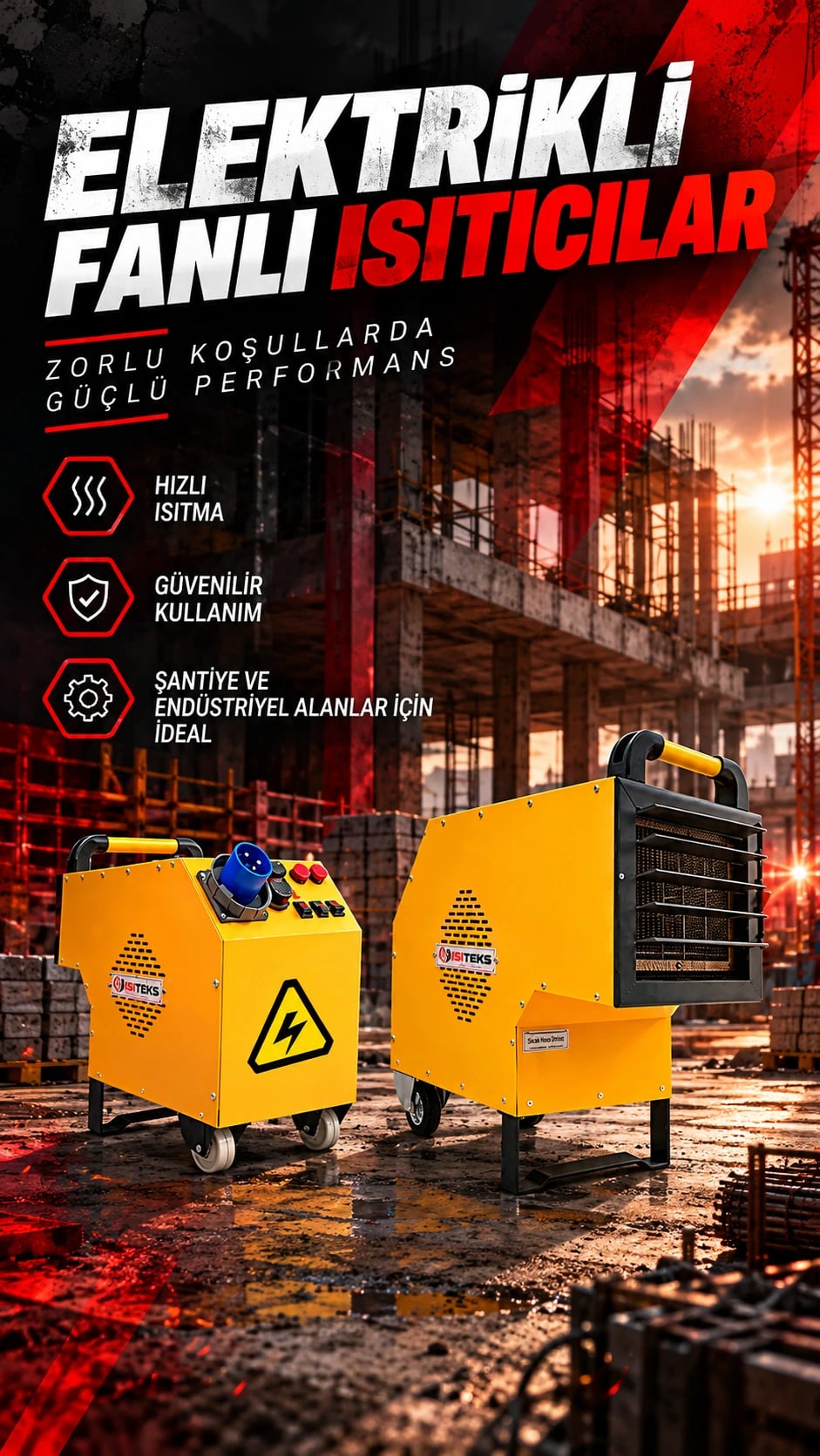 ISITEKS Elektrikli Fanlı Isıtıcılar - Zorlu Koşullarda Güçlü Performans, Hızlı Isıtma, Güvenilir Kullanım | IT3000 & IT800